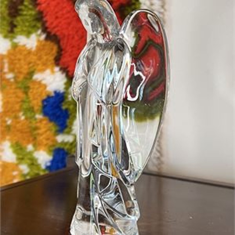 Baccarat Crystal Angel Figurine Clear French Glass Sculpture Signed Paperweight